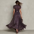 Vivienne | Lace Trim Chiffon Maxi Dress