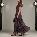 Vivienne | Lace Trim Chiffon Maxi Dress