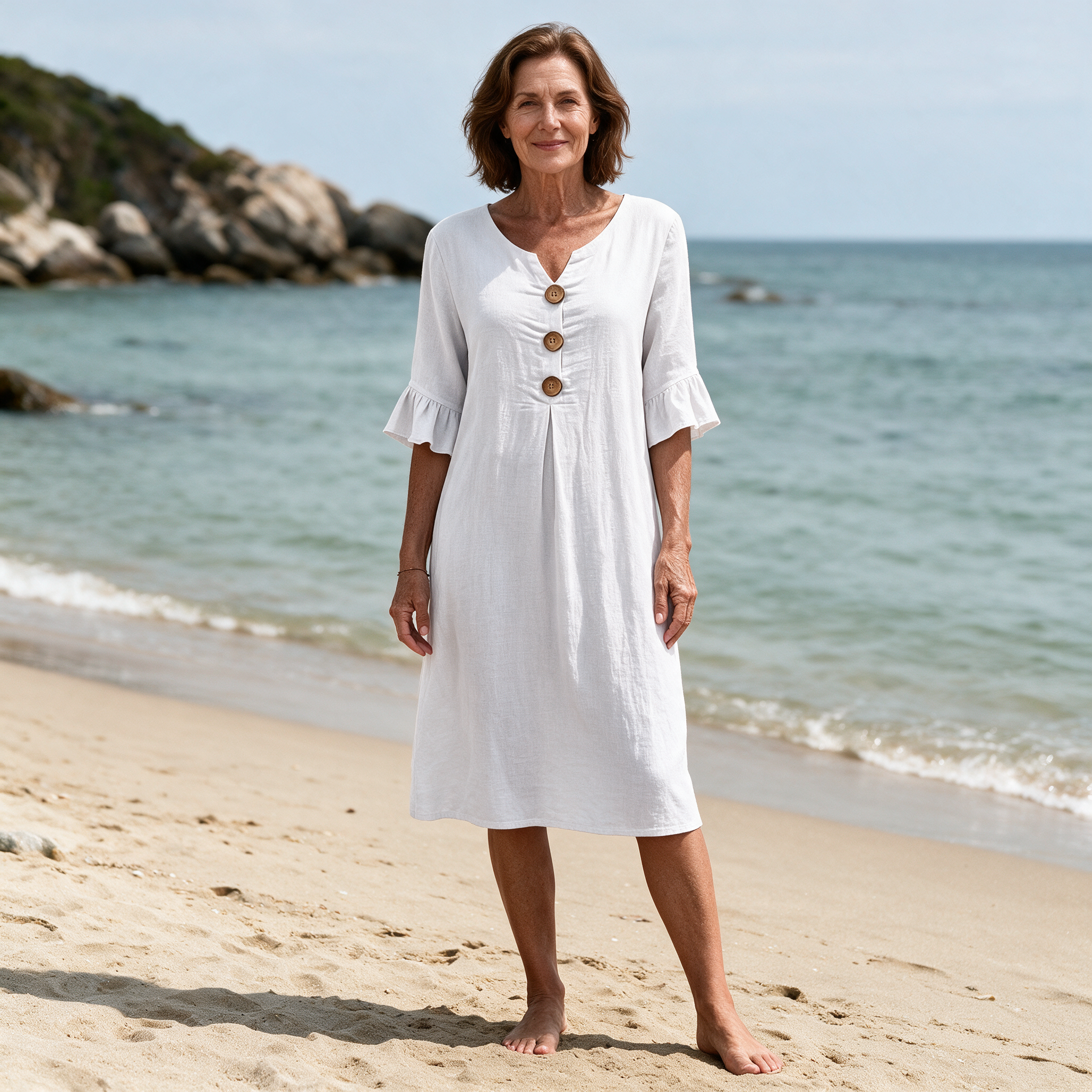 Marlowe | Linen Button-Front Midi Dress